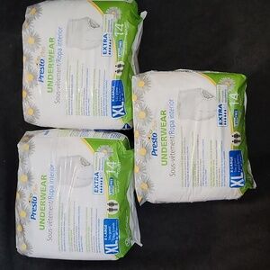 Presto Plus Extra Absorbency Underwear XL 58 to 68 Waist (3 PACKS)